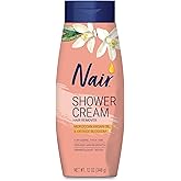 NAIR Shower Cream Hair Remover with Moroccan Argan Oil and Orange Blossom, Body Hair Removal Cream for Women, 12 oz