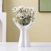 Romehaha Ceramic Hand Vase - Medium Sized Flower Vase for Shelves, Tables & Mantels - Elegant Hand Sculpture for Entryway, Living Room & Bookshelf Decor (Medium)