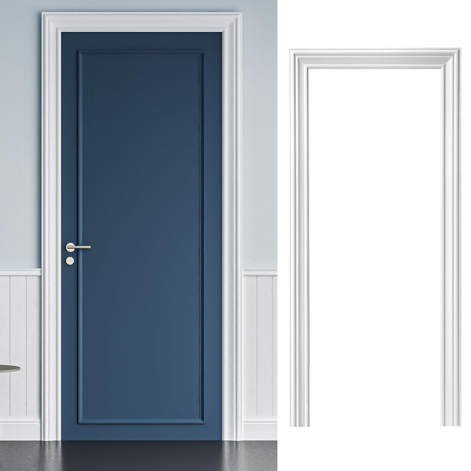 Photo 1 of *Unsure if pieces are missing* Art3d Door Frame Trim Kit,Decorative Polyester Door Trim Molding, Maintenance-Free, Seals Out Dirt, Bugs, Wind, Snow, and Water, Suitable for Outdoor and Indoor Use, 80" x 32" x 2" White 3-Piece Set