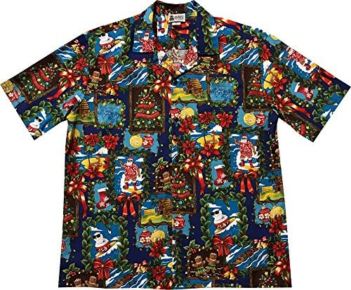 Aloha Republic Gingerbread Man Ornaments Candy Canes Hawaiian Christmas Shirt 2017