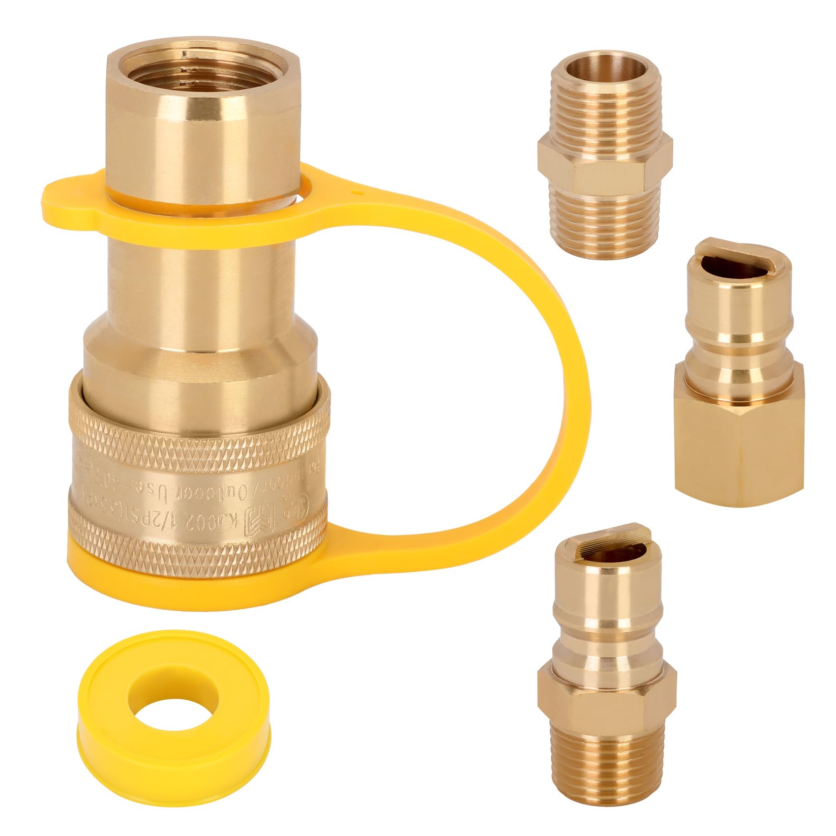 Photo 1 of Redants 1/2 inch Natural Gas Quick Connect Fittings Kit with Male Insert Plug,100% Solid Brass with Dust Cover for Portable Generator or BBQ Gas Line Connection