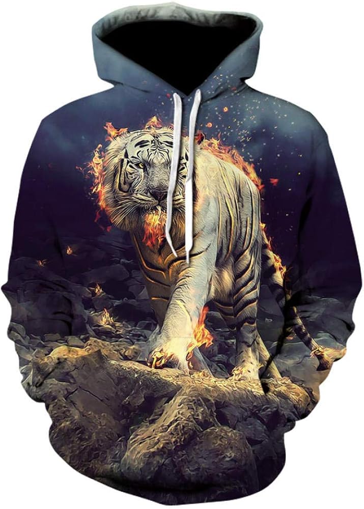 Men s New AnimalPrint Hoodie 3D Lion Head Hoodie for Fall Fashion