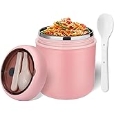 16oz Insulated Thermo Food Container for Hot Food - Leak-Proof Stainless Steel Kids Thermo for with Wide Mouth & Foldable Spo