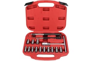 KIMISS 17Pcs Injector Seat Cutter Set, for Universal Car & Truck, Milling Cutter Kit with Remover Tools, Garage Repair Tool f