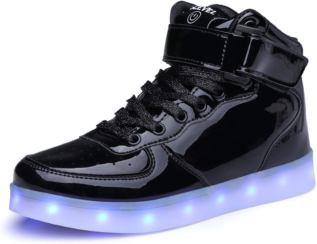 SLEVEL Upgrade LED Light Up Shoes USB Flashing Sneakers for Kids Boys Girls(SsS98Black38)