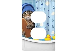 Fuzquwu Funny Cat Taking A Bath Pattern Single Toggle Light Switch Wall Plate Modern Wall Plate Cover Easy Install 5x3 Inchs