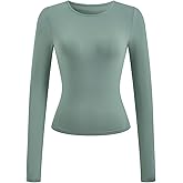 winkbay Women's Long Sleeve Crop Tops Crew Neck Slim Fit Dressy Casual T Shirts