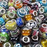 New Eye-catching 20Pcs Glass Beads Colourful Jewelry Making Necklace Bracelet Handmade DIY Crafts Big Hole DEL (Size: One Size)
