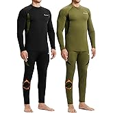 romision 2 Pack Thermal Underwear for Men Long Johns Fleece Lined Hunting Gear Bottom Top Set Base Layer Cold Weather XS-4XL