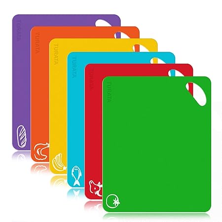 Turata Juego De Tablas De Corte Con Código De Color Antibacterial Bpa Libre Placas De Cocina Apto Para Lavavajillas Tablas De Desayuno 33x38cm Para