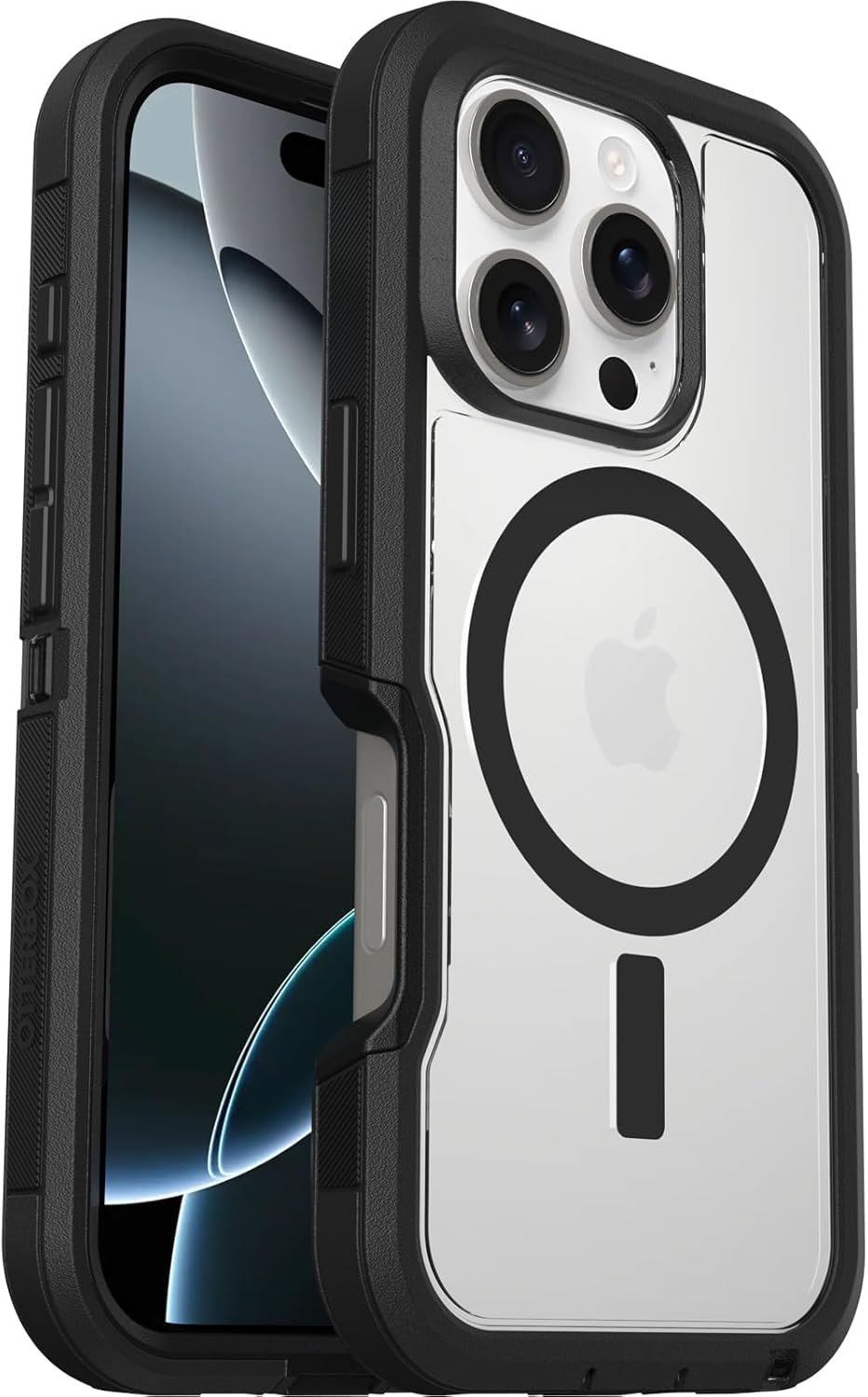 OtterBox iPhone 16 Pro Phone Case Defender Series XT (Clear & Black) Military-Grade Drop Protection, MagSafe, Shockproof Protective Phone Cover, Slim Fit with Raised Bezel, Non-Retail Packaging