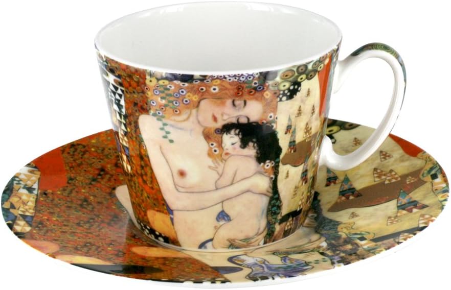 Carmani Porcelain Cup with saucer decorated with 'Three ages of women' by Gustav Klimt