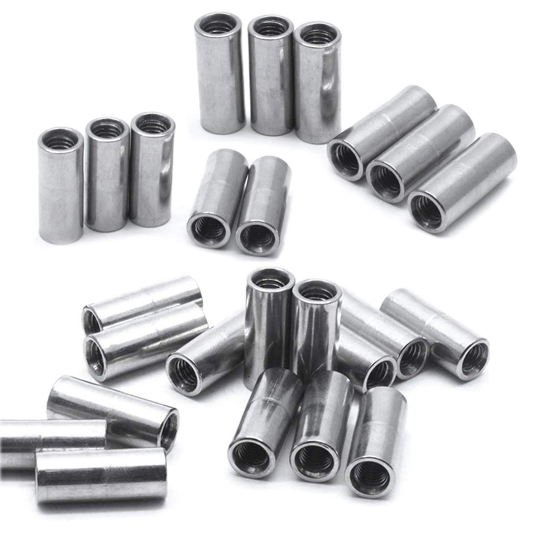 Sscon 25-Pieces M5x20mm Round Coupling Nut Rod Bar Stud Round Connector Nuts Fasteners 304 Stainless Steel