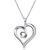 SISGEM Natural Diamond Heart Pendant Necklaces for Women Sterling Silver, Fine Jewelry for Wife, Love Gifts for Her (0.15ct) 16"-18"
