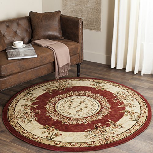 Safavieh Lyndhurst Collection LNH328C Traditional European Medallion Red and Ivory Round Area Rug (5'3" Diameter)