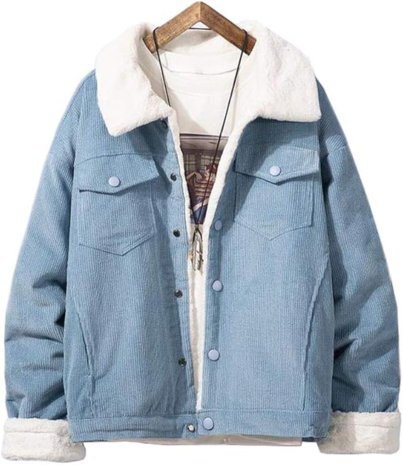 Amazon えみり メンズ ボアコート ショート丈 裹起毛 防寒 暖かい 綿入れ コーデュロイ ジャケット ランチコート 男性 ジャンパー 春秋冬 学生 大きいサイズ ファッション コート ジャケット 通販