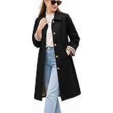 ELLEVEN Long Trench Coat for Women,Single Breasted Lapel Oversized Windproof Overcoat Pea Coats