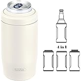 4-in-1 Skinny Can Cooler Double Wall Stainless Steel Insulated Can Holder,Can Coozie, Works With 12 Oz Slim Can,Standard Cans,Beer Bottles & As Pint Cups (Light Beige)