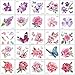 Konsait 50Sheet Flower Temporary Tattoos for Women Teens Girls, Tiny Temporary Tattoo Adult Waterproof Body Art Sticker Hand Neck Wrist, include Flower Butterfly Leaf Lotus Cherry Blossoms Tattoo