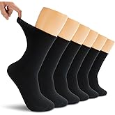 LIXIA Women Non Binding Merino Wool Socks 3/6 Pairs Pack- Wide Calf Good for Circulation - No Compression Warm Breathable