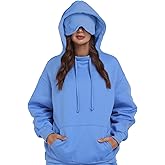 SeSe Code Hoodie with Eye Mask Travel Airplane Unisex Oversized Sweatshirt Sleep Pullover with Pocket Fleece Couples Hoodies