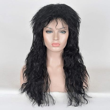 Fidgetgear Mullet Wig 60s 70s 80s Disco Rock Metal Natural Curly