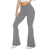 TNNZEET Black Flare Leggings for Women, Crossover Yoga Pants with Pockets Bootcut Flared Leggings