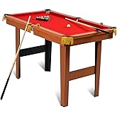 Goplus 48” Pool Table, Wooden Billiards Table w/ 2 Cue Sticks, 16 Balls, 2 Chalks, Triangle, Brush, Compact Pool Game Table f