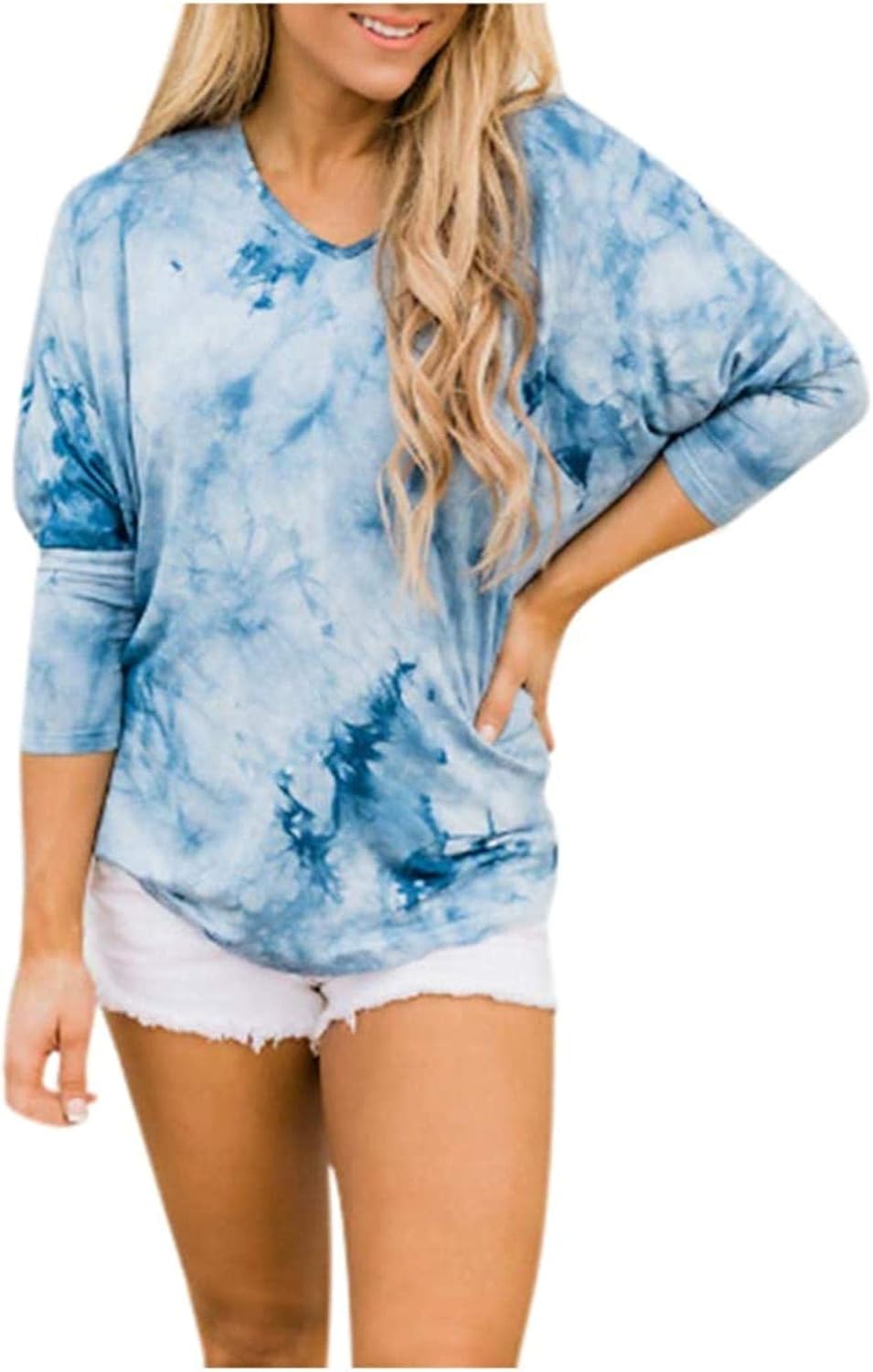 Crew Neck Sweatshirts for Women,Womens Casual Colorblock Tiedye Crew