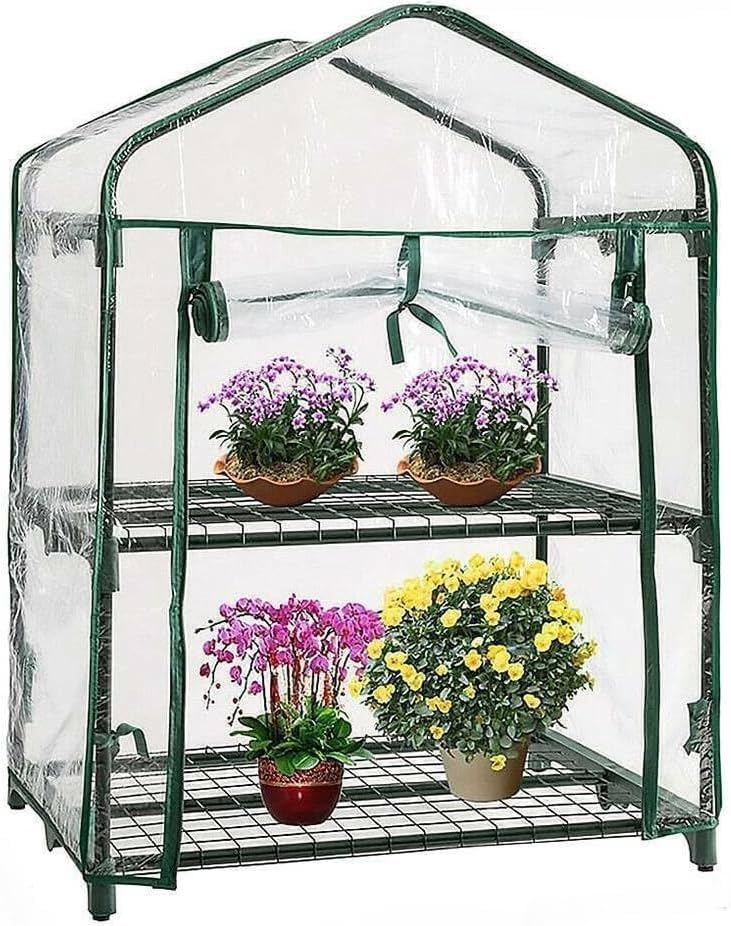 2Tier Mini Greenhouse, Mini Grow House PVC Garden Flower Sunshine Room Portable Greenhouse Cover for Growing Vegetables, Flowers, Herbs, and Seedlings