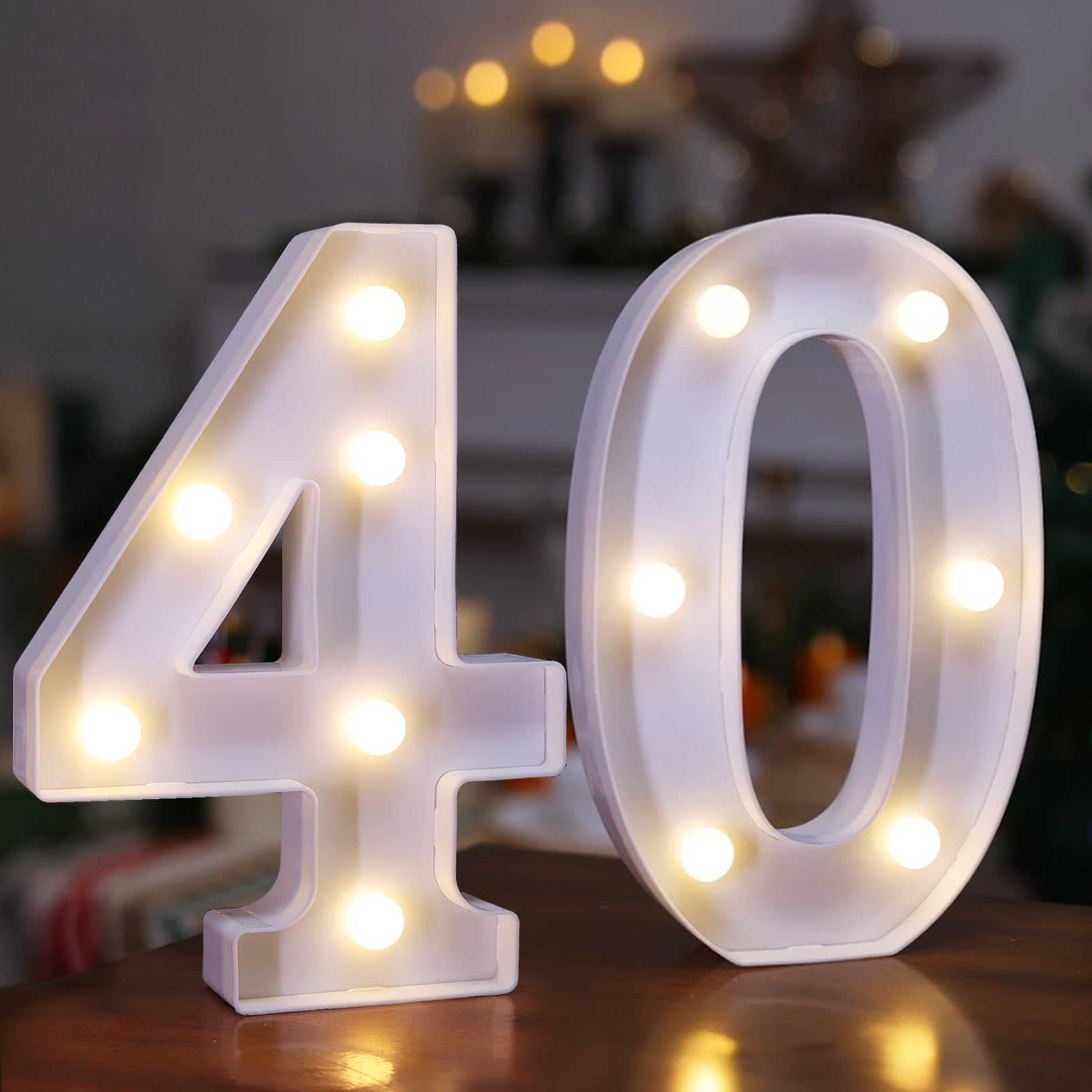 Photo 1 of 40th Birthday Decoration Light Up Letters, Battery Powered LED Numbers Marquee Number Sign for 40th Party Home Decor Night Light