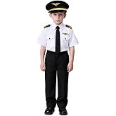 SCYPRUTH Pilot Costume for Kids Airline Captain Uniform Outfit Boys | Air pilot costume for little girl airplane suit uniform for youth Career day 100th day of school birthday gifts Halloween