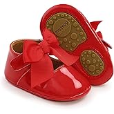 LAFEGEN Baby Girls Mary Jane Flats with Bownot Non Slip Soft Sole PU Leather Newborn Infant Toddler First Walker Cirb Dress Shoes