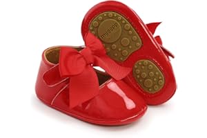 SOFMUO Antheron Baby Girls Mary Jane Flats with Bowknot Non-Slip Toddler First Walkers Princess Dress Shoes