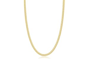 Eterjew Italian Solid 14k Gold Over 925 Sterling Silver Chain Necklace for Men Women, 3.5mm, 4mm, 5mm Mens Necklace Chain, World's Top Craftsmanship Cuban Link Chain, Mens Chain 16 18 20 22 24 26 Inch