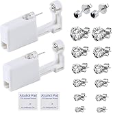 HYJLPAF Ear Piercing Kit, 2 Pack Self Piercing Gun with Earrings Studs | Home Safety Disposable Ear Piercing Gun Kit, Preloaded 2 Pcs 4mm Black Studs, Extra 12 Silver Studs in 3mm-8mm Assorted Sizes