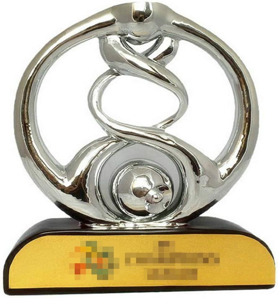 Medal Trophies, Awards Football Match Trophy Club Trophy School Sports Trophy Birthday Plating Resin Trophy Office Decoration (Color : Silver, Size : 2427CM)