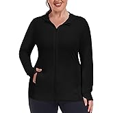 COOTRY Women's Plus Size UPF 50+ Sun Protection Jacket Lightweight Long Sleeve Zip Up Hoodie Cooling Sun Shirt Hiking Workout