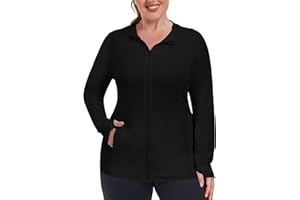 COOTRY Women's Plus Size UPF 50+ Sun Protection Jacket Lightweight Long Sleeve Zip Up Hoodie Cooling Sun Shirt Hiking Workout