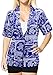 La Leela Blouses Button Up Hawaiian Shirt Womens Beach Short Sleeves Swimsuit Royal Blue