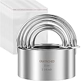 5 Pcs Professional Stainless Steel Cookie Cutters Set - Round Biscuit Cutter with Handle, Used for Making Cake, Fried Egg, Dumpling, Doughnut - Essential Baking Tools for Dough Preparation