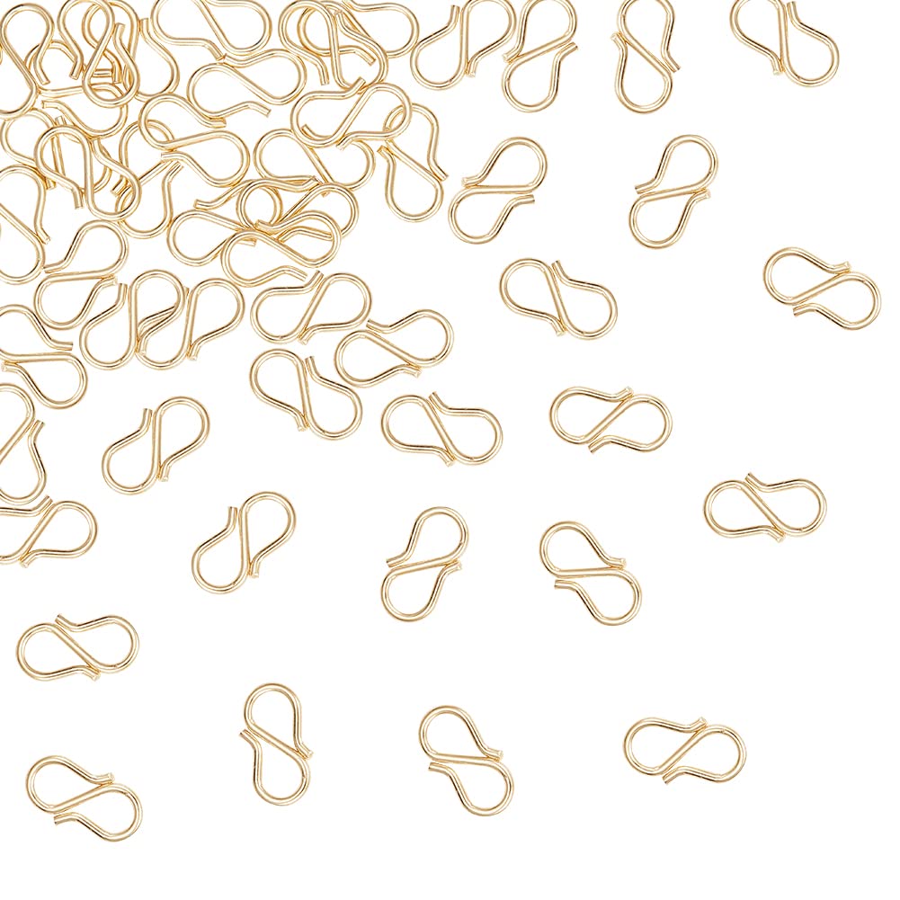 UNICRAFTALE 30pcs Golden S-Hook Clasp 304 Stainless Steel Hook Clasps 3mm Hole S Hooks Clasps Necklace Clasp Connectors S-Shaped Hook for Necklace Jewelry Making 12.5mm Long