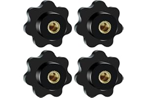 Aifeier ET 4 Pcs M6 Knurled Thread Clamping Knob, Plum 7 Star Knob Shaped Hand Grips Screw-On Type Thru Threaded Knob Nuts