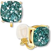 Large Square Clip On Earrings for Women - Comfortable Non Pierced Earrings for Women in Gold Tone, Statement Clip-On Studs
