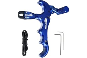 xxiaojun Compound Bow Aid Releaser and D Loop Rope，Adjustable Can Rotate 360° Thumb Release Bow Aluminum Alloy Aids，Archery Release Aids