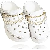 DisepArt Pearl Shoe Chain Accessories Cute Shoes Charm 2 Pieces DIY Bling Acrylic Rhinestone Party Favors Birthday Gifts Clog Sandals Casual Shoes Decor for Women Adult