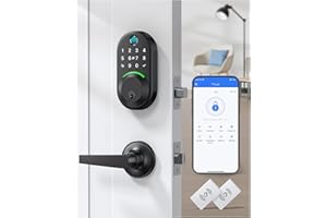 WISEGEAR Keypad Smart Lock with Handle Set, Keyless Entry Door Lock Deadbolt with Handle, Front Door Lock Set, Fingerprint Door Lock, Electronic Keypad Door Lock, Digital Code Deadbolt,Auto Lock
