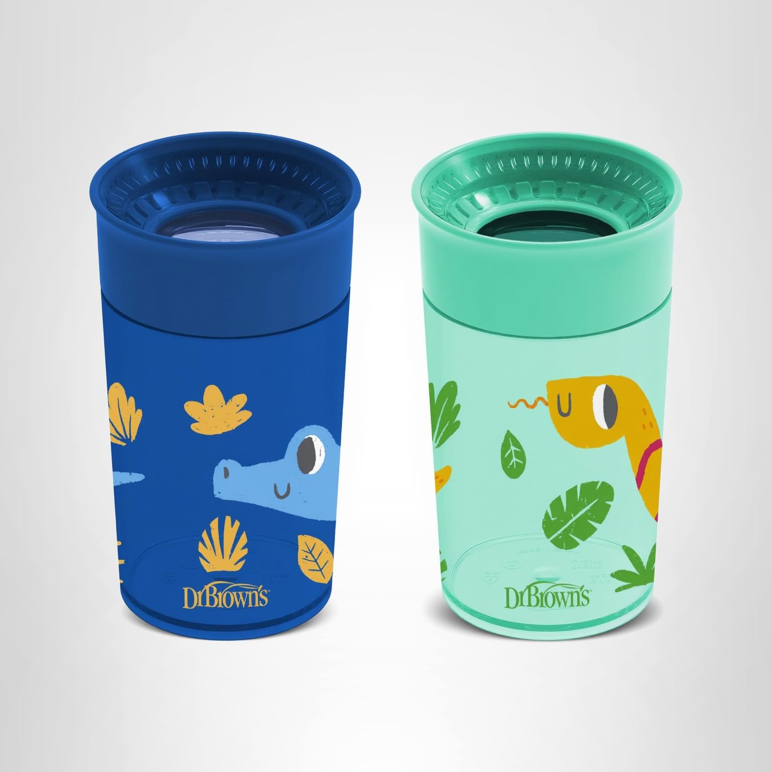 Photo 1 of Dr. Brown’s Polypropylene (PP) Milestones Cheers 360 Sippy Training Cups for Babies and Toddlers - Blue/Green - 10oz - 2-Pack - 9m+