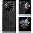 Kukoufey Compatible with Tecno Phantom V Fold Case Cover,Retro PU Leather Ultra Slim Shockproof Compatible with Tecno Phantom V Fold 5G Case Black