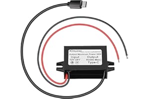 Klnuoxj DC 12V/24V to 5V USB C Step Down Converter Type-C Interface 5A 25W Waterproof Buck Module Power Adapter Compatible with Raspberry Pi 4, Cell Phones 1-Pack